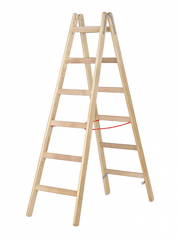 HYMER Holzleiter beidseitig begehbar 2x6 Sprossen