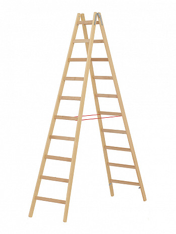 HYMER Holzleiter beidseitig begehbar 2x10 Sprossen