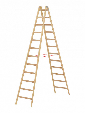 HYMER Holzleiter beidseitig begehbar 2x12 Sprossen