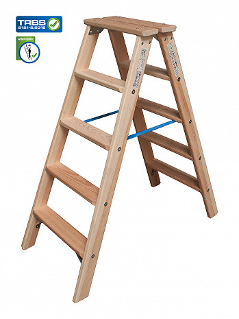 KRAUSE STABILO Stufen-Doppelleiter Holz / 2x5 Stufen / gemäß TRBS 2121-2