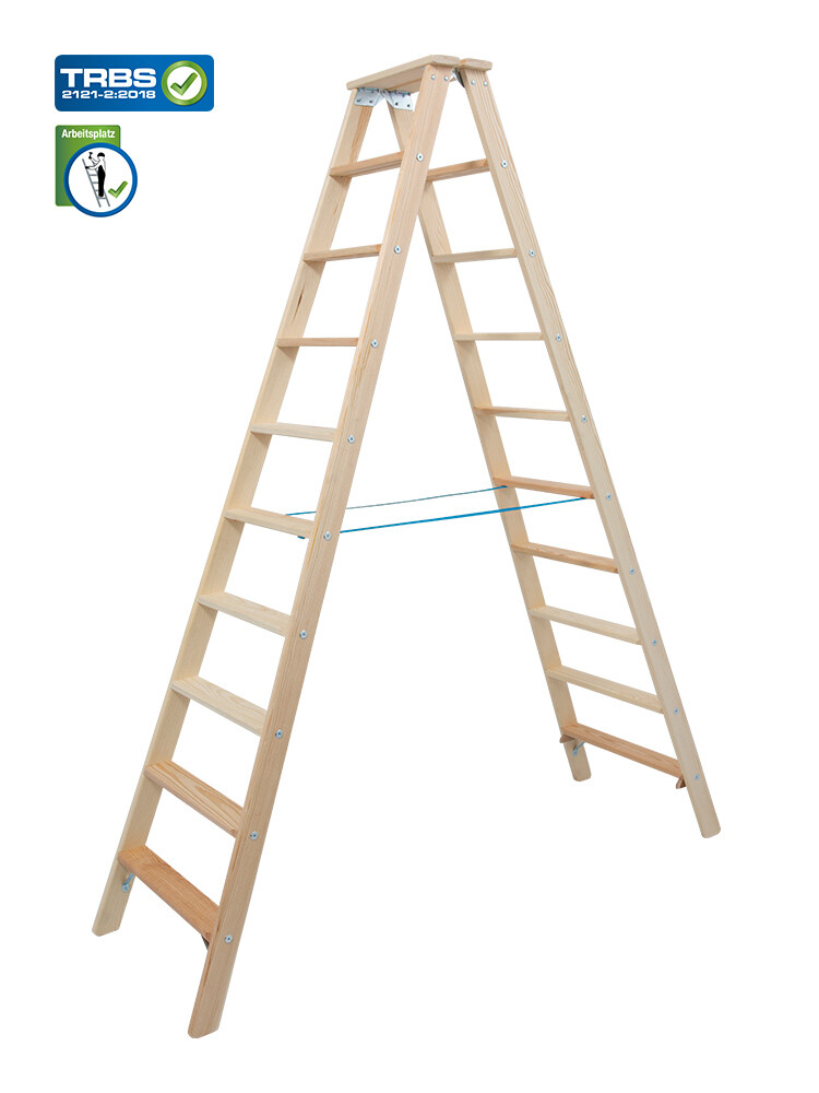 KRAUSE STABILO Stufen-Doppelleiter Holz / 2x10 Stufen / gemäß TRBS 2121-2