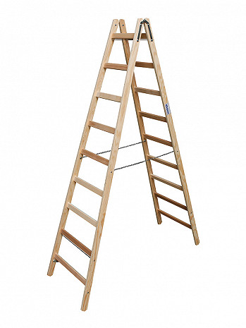 KRAUSE STABILO Doppel-Holzleiter / 2x9 Sprossen
