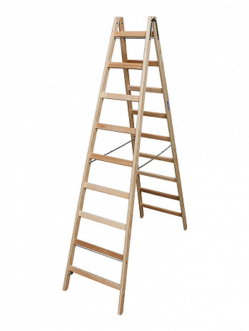 KRAUSE STABILO Doppel-Holzleiter / 2x9 Sprossen