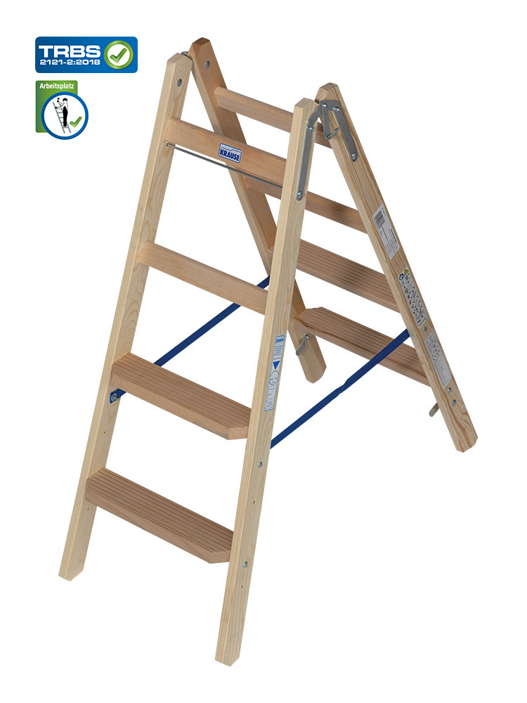 KRAUSE Stufen-Holzleiter 2x4 Stufen / gemäß TRBS 2121-2