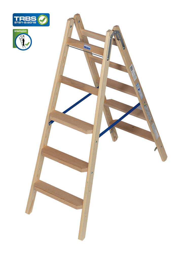 KRAUSE Stufen-Holzleiter 2x5 Stufen / gemäß TRBS 2121-2