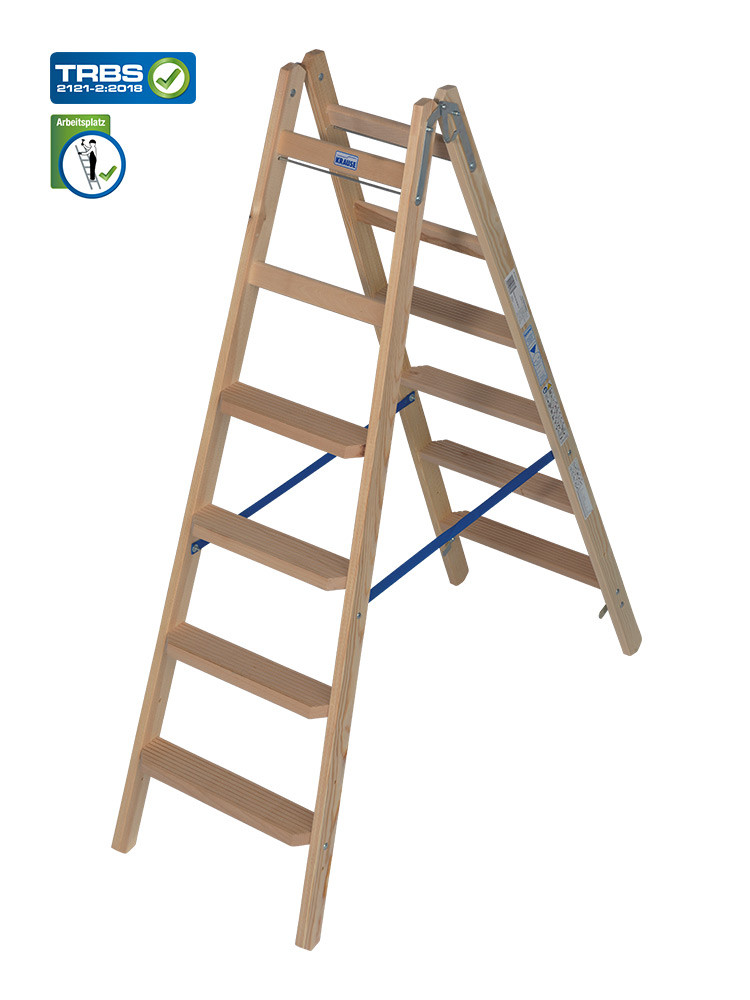 KRAUSE Stufen-Holzleiter 2x6 Stufen / gemäß TRBS 2121-2