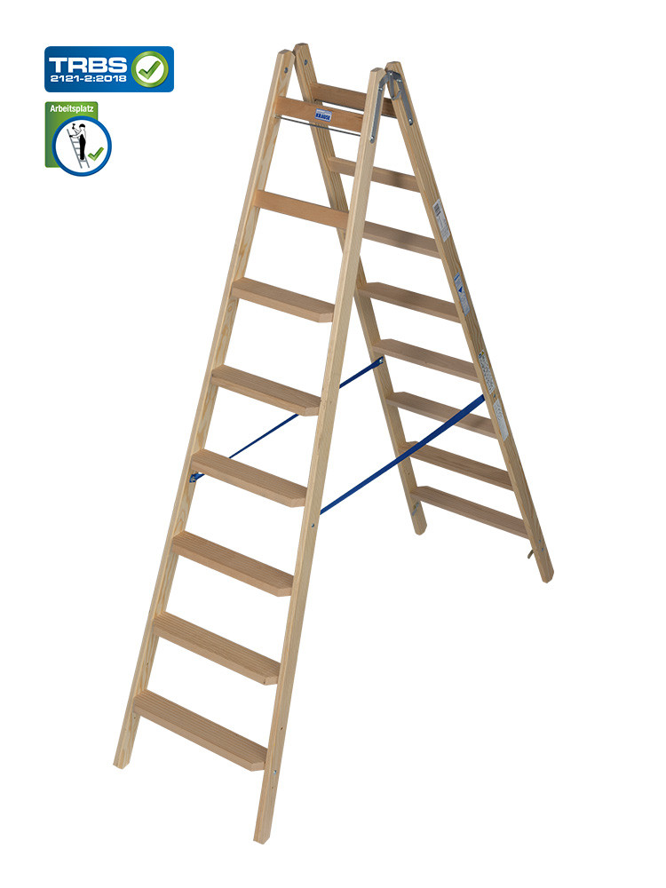 KRAUSE Stufen-Holzleiter 2x8 Stufen / gemäß TRBS 2121-2