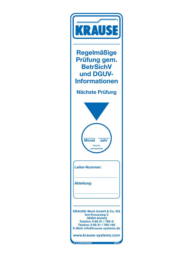 KRAUSE Prüfaufkleber für Leitern und Tritte - Größe 56 x 230 mm - 10 Stück