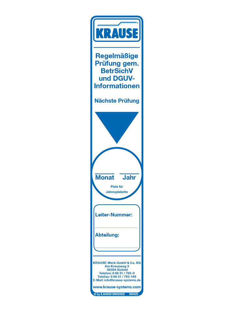 KRAUSE Prüfaufkleber für Leitern und Tritte - Größe 32 x 160 mm - 10 Stück